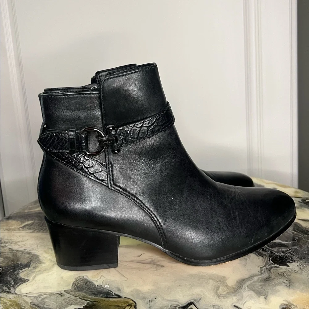 Coach Paulina Leather Boot Snakeskin Embossed